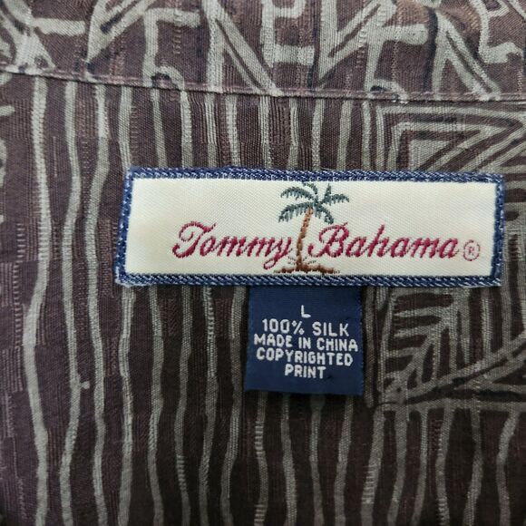 Tommy Bahama Silk Mens Large Green Tropical Hawaiian Camp Short Button-Up Shirt - Picture 7 of 13